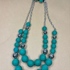 Paparazzi Green and Silver Layered Necklace